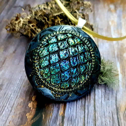 Polymer clay Green "Dragon's Treasure" Pendant Pendant SweetyBijou Jewelry   