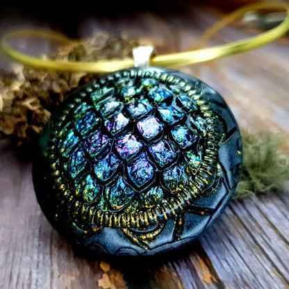 Polymer clay Green "Dragon's Treasure" Pendant Pendant SweetyBijou Jewelry   