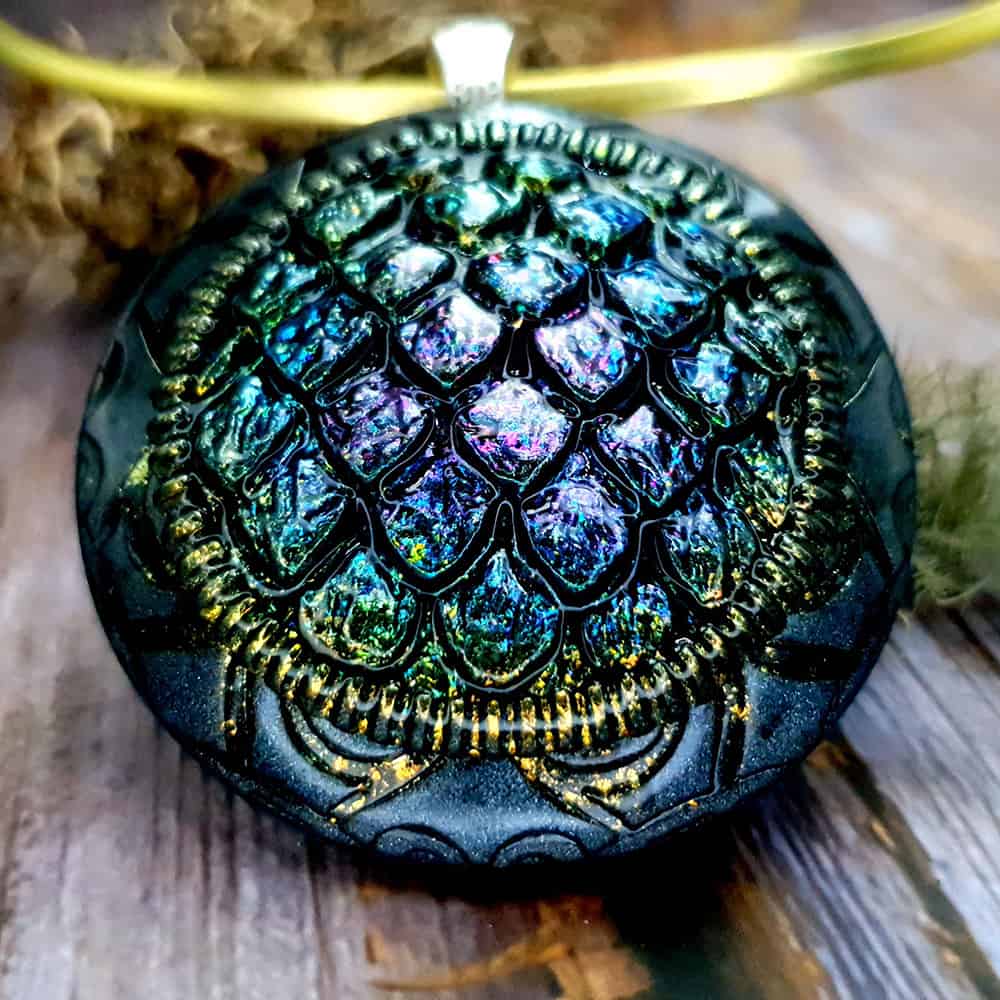 Polymer clay Green "Dragon's Treasure" Pendant Pendant SweetyBijou Jewelry   