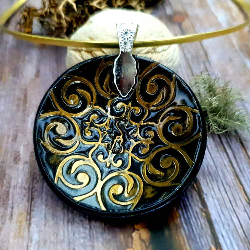Polymer clay Green "Dragon's Treasure" Pendant Pendant SweetyBijou Jewelry   