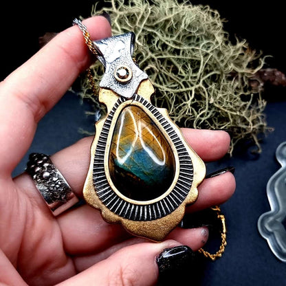 Unique polymer clay pendant "Golden Energy" Pendant SweetyBijou Jewelry   