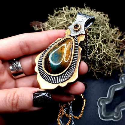 Unique polymer clay pendant "Golden Energy" Pendant SweetyBijou Jewelry   