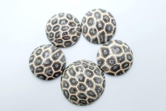 5 cabochons faux petoskey stones from polymer clay Cabochons SweetyBijou Cabochons   
