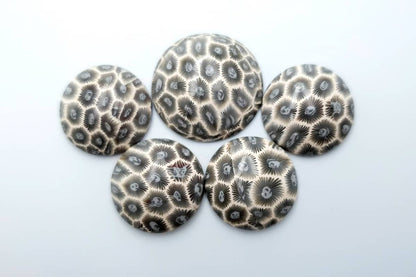 5 cabochons faux petoskey stones from polymer clay Cabochons SweetyBijou Cabochons   