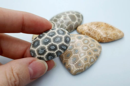 5 cabochons, Faux Petoskey Stone, Polymer Clay (#2) Cabochons SweetyBijou Cabochons   