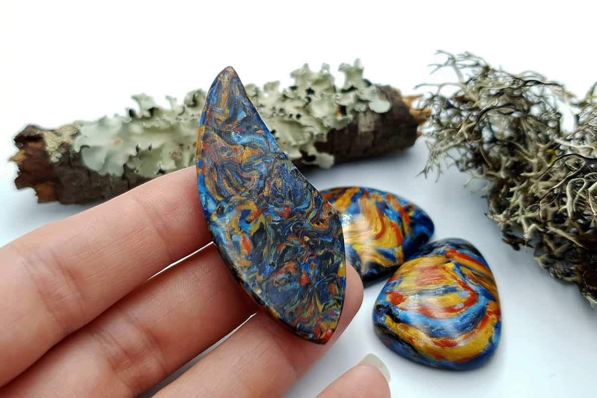 3 pcs Faux Pietersite Stones from Polymer Clay (#3) Cabochons SweetyBijou Cabochons   