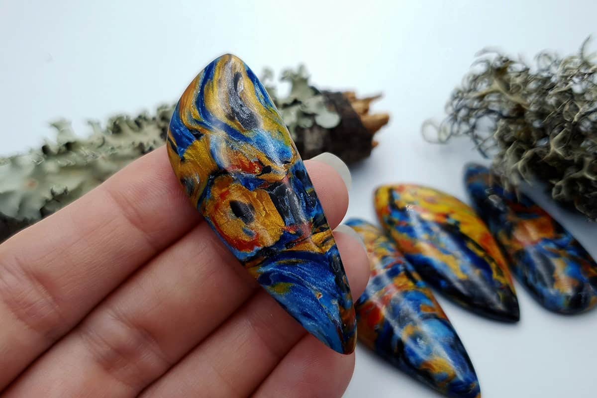 4 pcs Faux Pietersite Stones from Polymer Clay (#6) Cabochons SweetyBijou Cabochons   