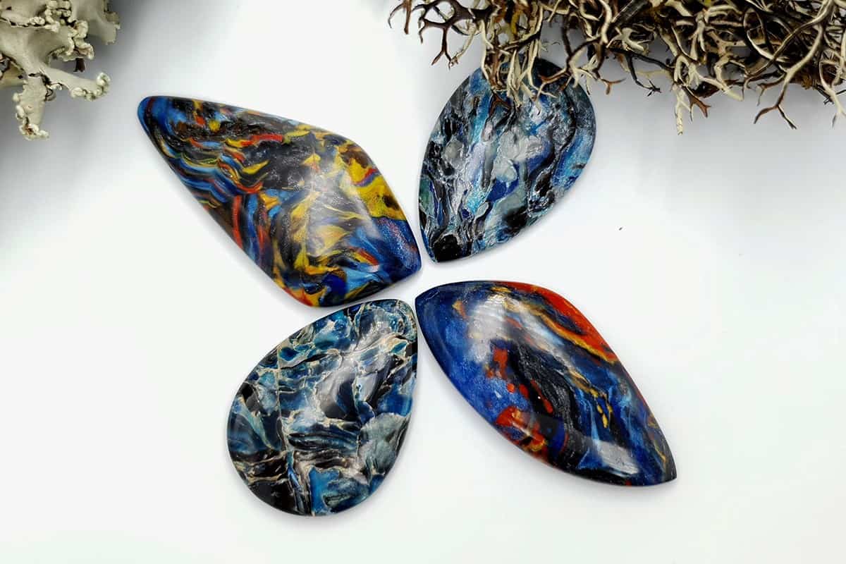 4 pcs Faux Pietersite Stones from Polymer Clay #10 Cabochons SweetyBijou Cabochons   