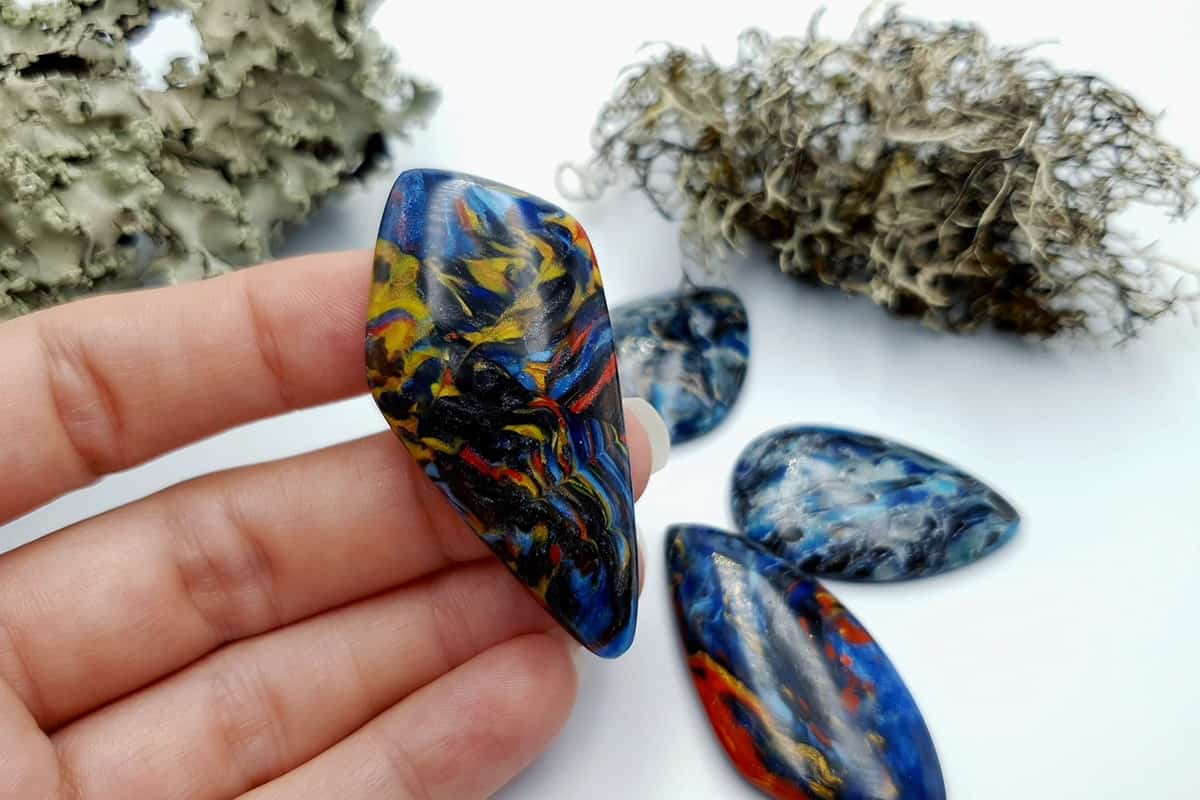 4 pcs Faux Pietersite Stones from Polymer Clay #10 Cabochons SweetyBijou Cabochons   