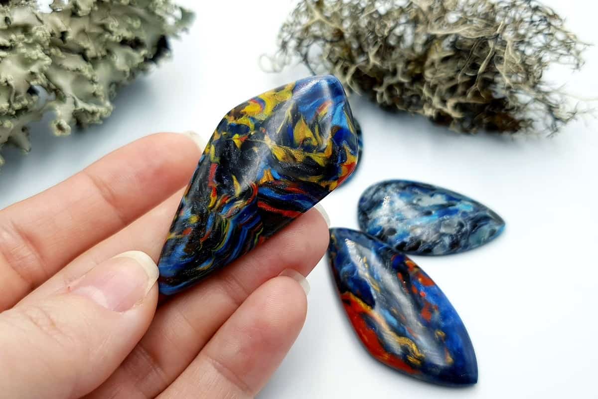 4 pcs Faux Pietersite Stones from Polymer Clay #10 Cabochons SweetyBijou Cabochons   