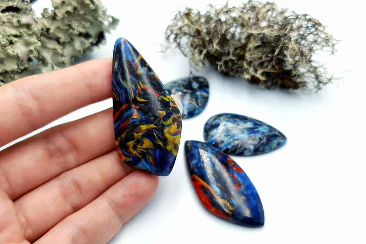 4 pcs Faux Pietersite Stones from Polymer Clay #10 Cabochons SweetyBijou Cabochons   