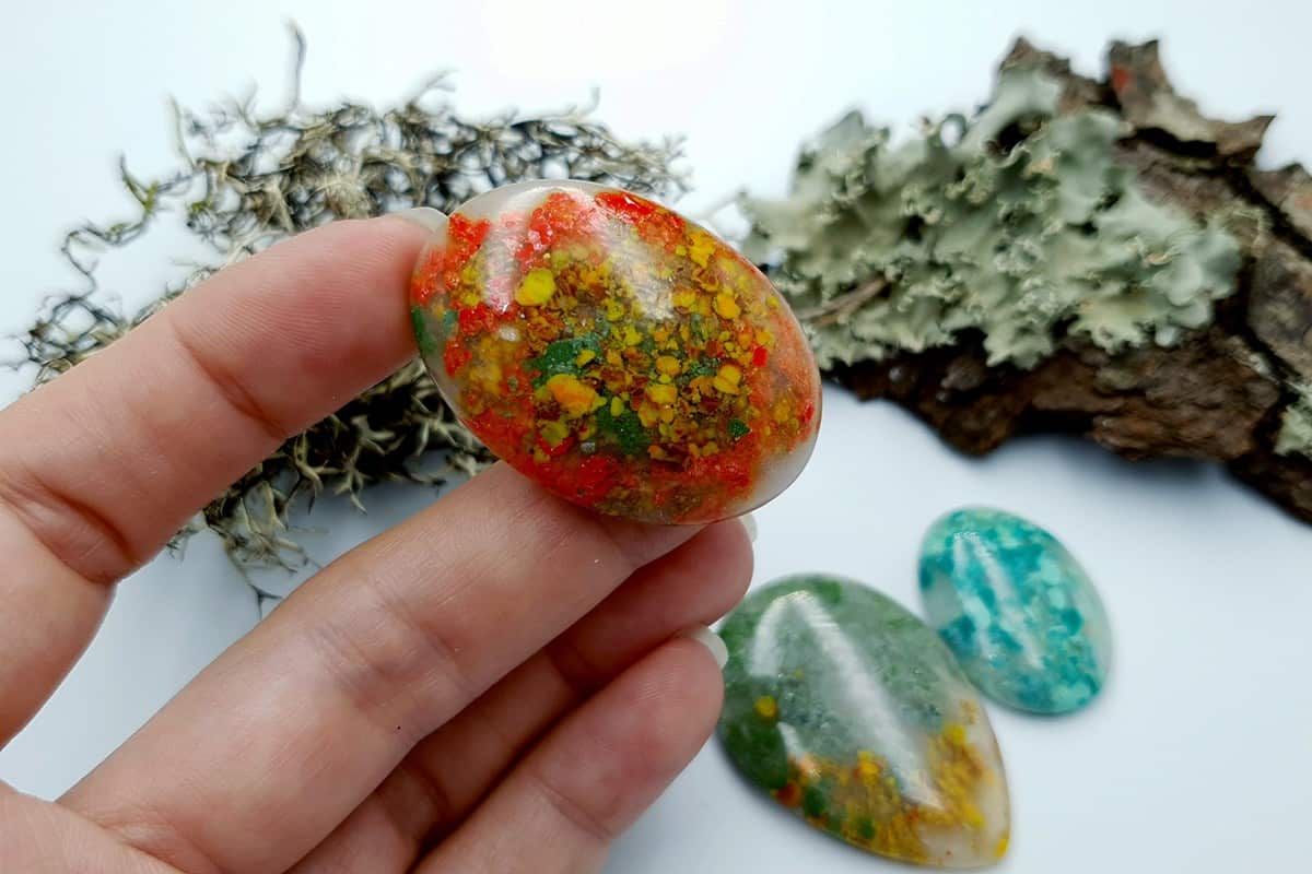 3 pcs Faux Moss Agate from Polymer Clay (Set-01) Cabochons SweetyBijou Cabochons   