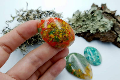 3 pcs Faux Moss Agate from Polymer Clay (Set-01) Cabochons SweetyBijou Cabochons   