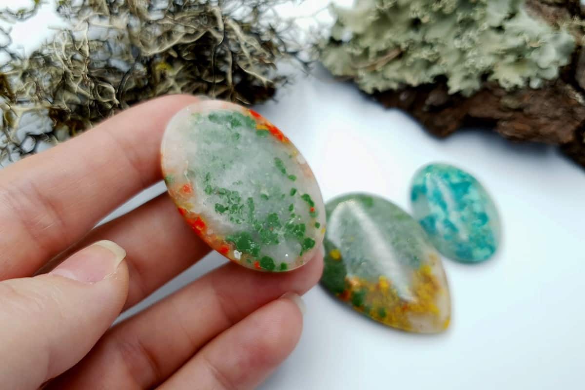 3 pcs Faux Moss Agate from Polymer Clay (Set-01) Cabochons SweetyBijou Cabochons   