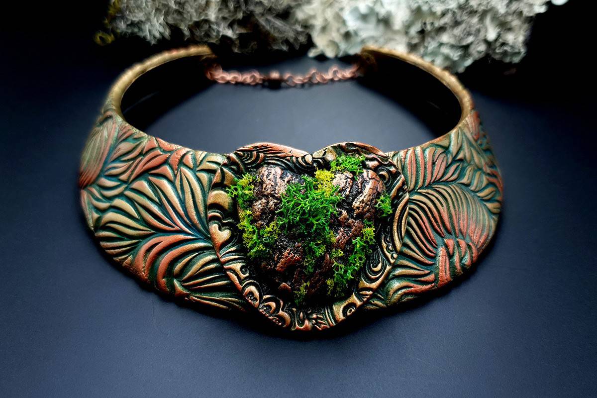 Polymer Clay Necklace Forest Treasure Necklace SweetyBijou Jewelry   