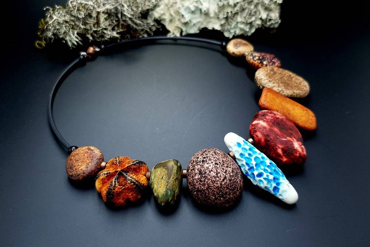 Polymer Clay Necklace "Miss Flintstone" Necklace SweetyBijou Jewelry   