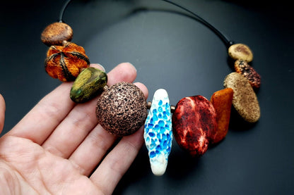 Polymer Clay Necklace "Miss Flintstone" Necklace SweetyBijou Jewelry   