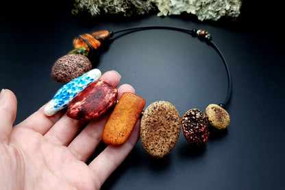 Polymer Clay Necklace "Miss Flintstone" Necklace SweetyBijou Jewelry   