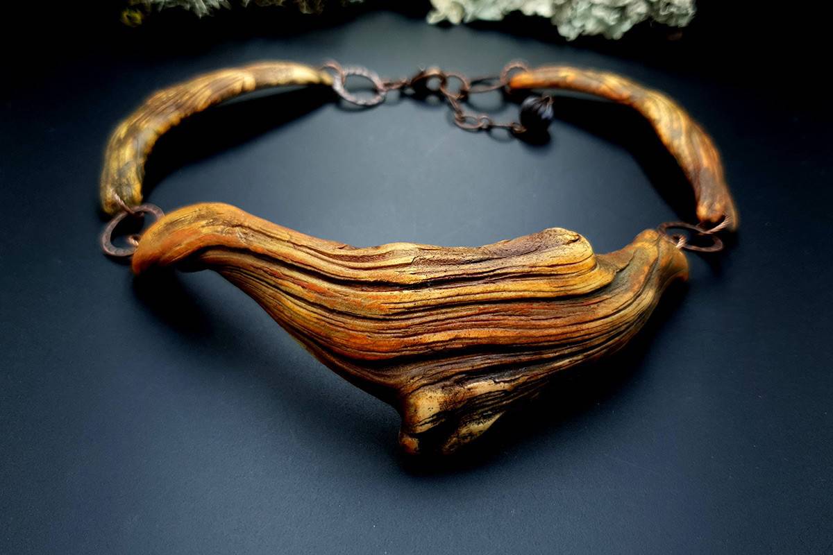 Polymer Clay Necklace Driftwood Necklace SweetyBijou Jewelry   