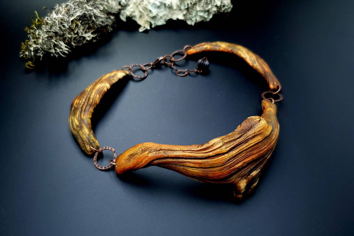 Polymer Clay Necklace Driftwood Necklace SweetyBijou Jewelry   