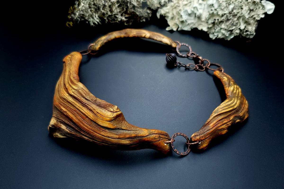 Polymer Clay Necklace Driftwood Necklace SweetyBijou Jewelry   