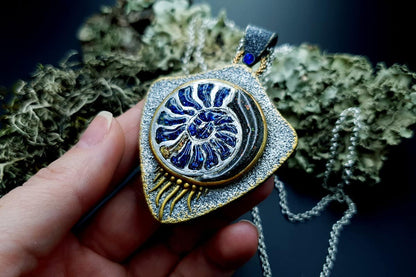 Blue Ammonite Pendant Pendant SweetyBijou Jewelry   