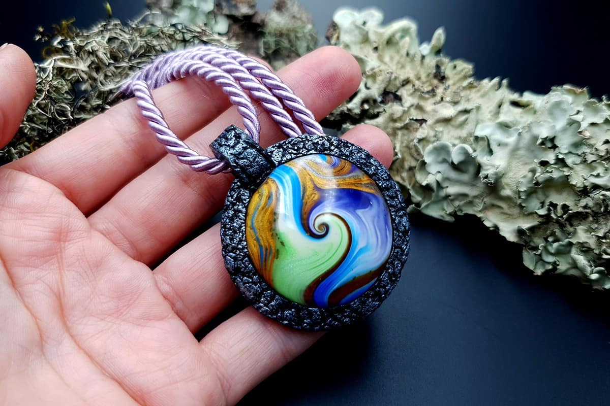 Polymer clay Pendant Photo Frame Pendant SweetyBijou Jewelry   