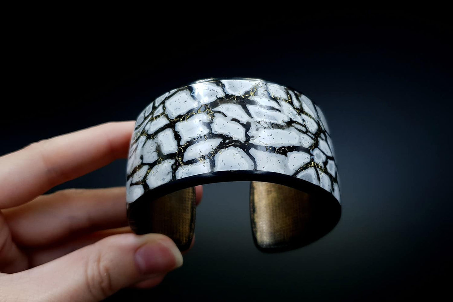 Cracked Marble Bracelet Cuff Bracelet SweetyBijou Jewelry   