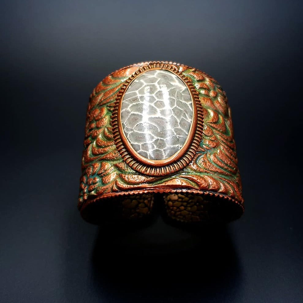 Petoskey Stone Bracelet Cuff Bracelet SweetyBijou Jewelry Default Title  