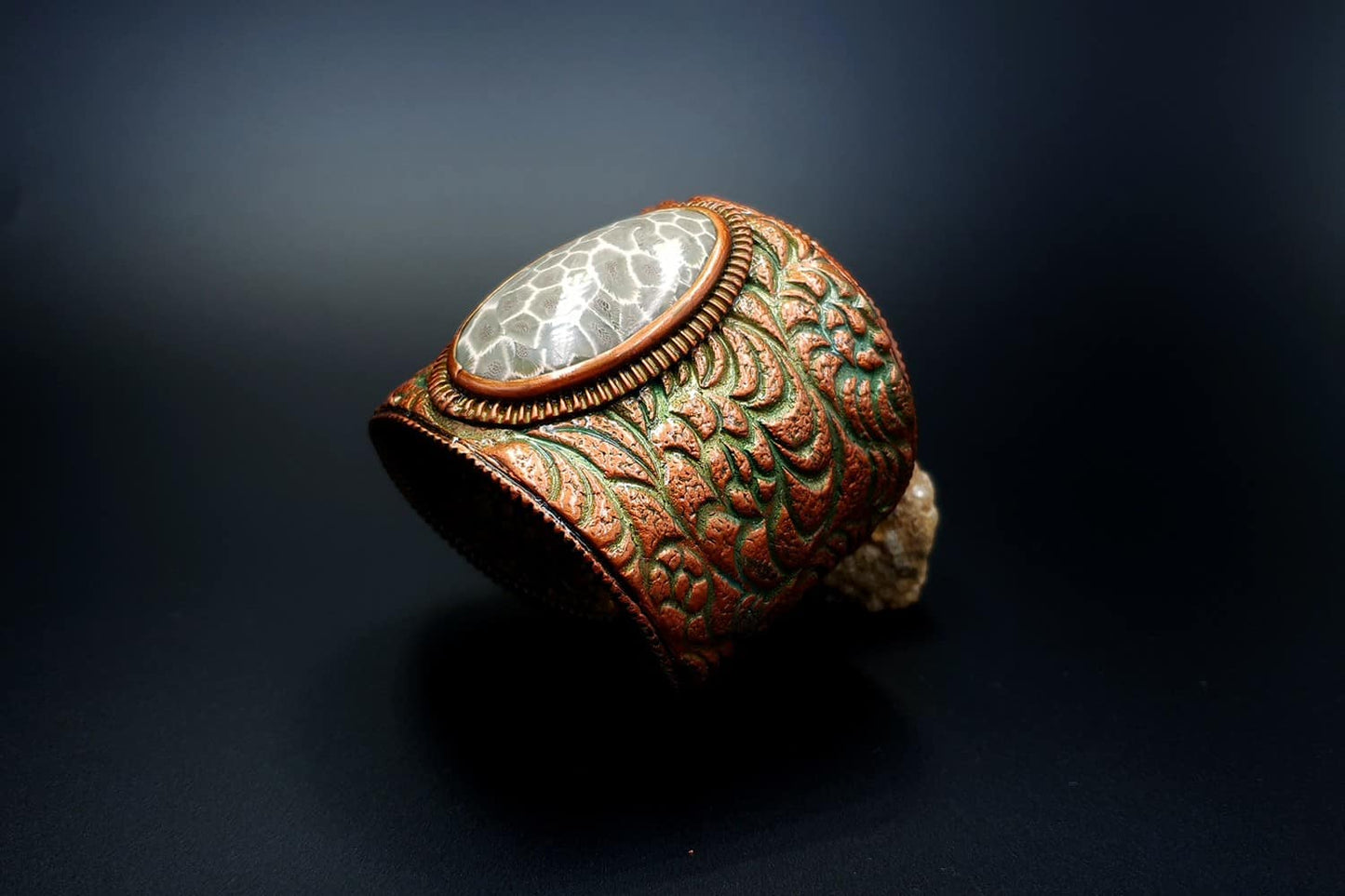 Petoskey Stone Bracelet Cuff Bracelet SweetyBijou Jewelry   