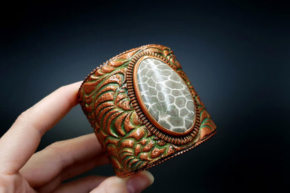 Petoskey Stone Bracelet Cuff Bracelet SweetyBijou Jewelry   