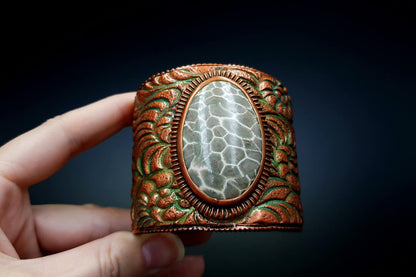 Petoskey Stone Bracelet Cuff Bracelet SweetyBijou Jewelry   