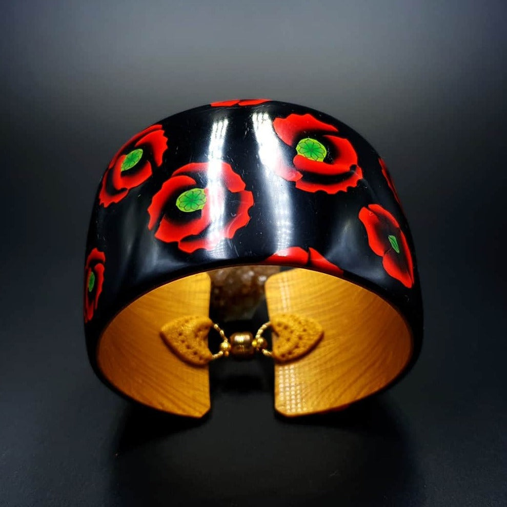 Poppy Flowers Bracelet Cuff Bracelet SweetyBijou Jewelry Default Title  