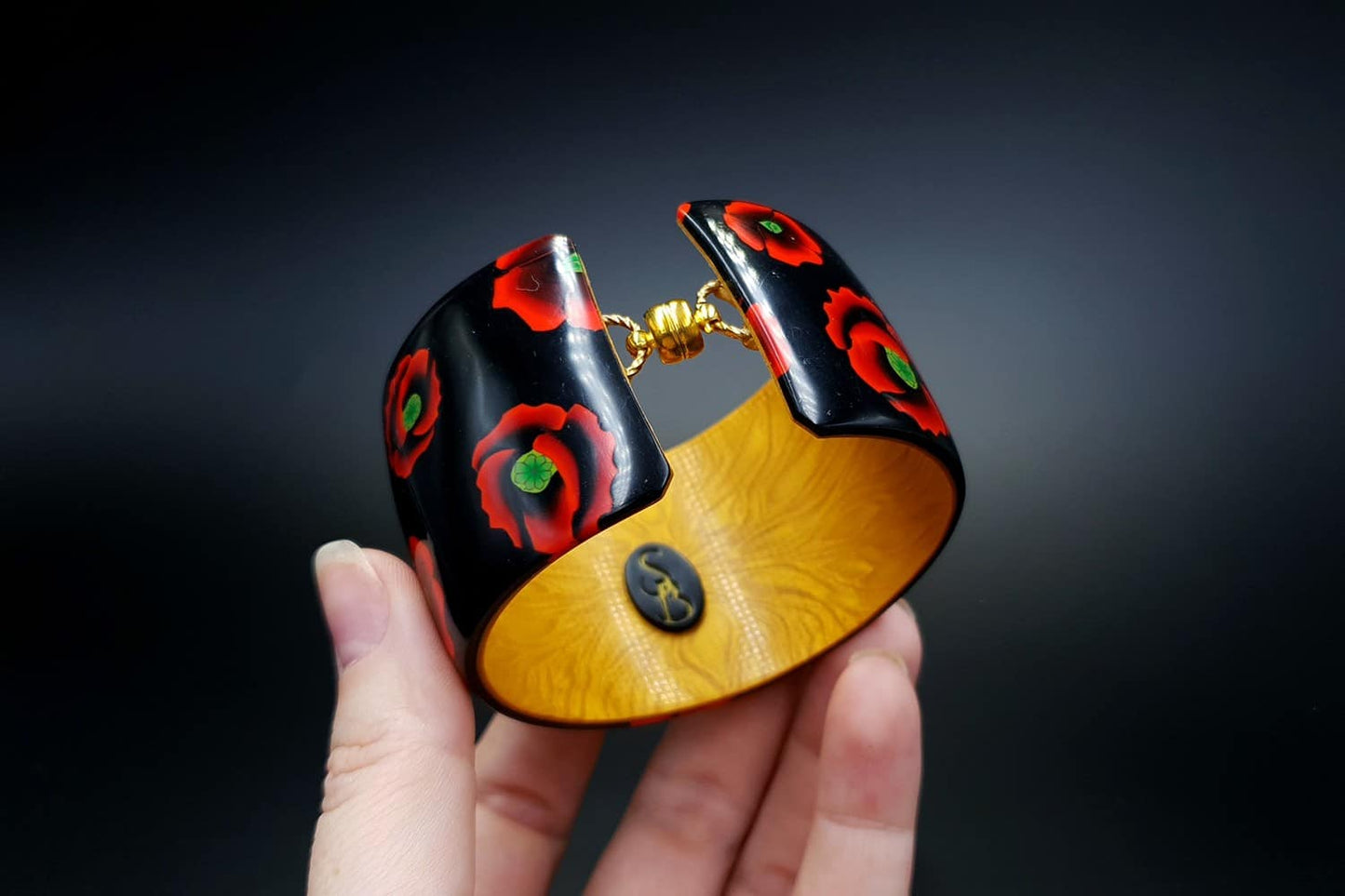 Poppy Flowers Bracelet Cuff Bracelet SweetyBijou Jewelry   