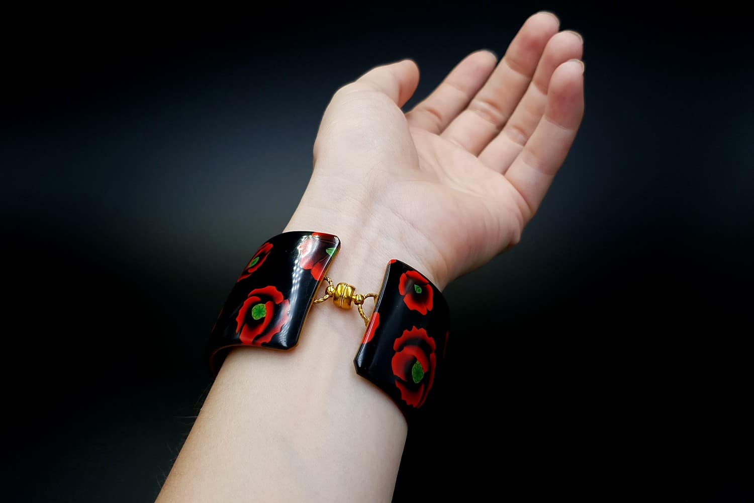 Poppy Flowers Bracelet Cuff Bracelet SweetyBijou Jewelry   