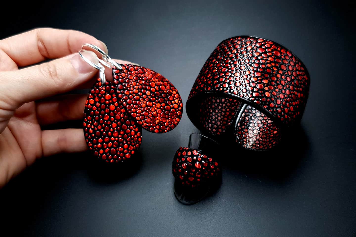 Jewelry Set Red Dragon Treasure Bracelet, Ring, and Earrings Jewelry Set SweetyBijou Jewelry   