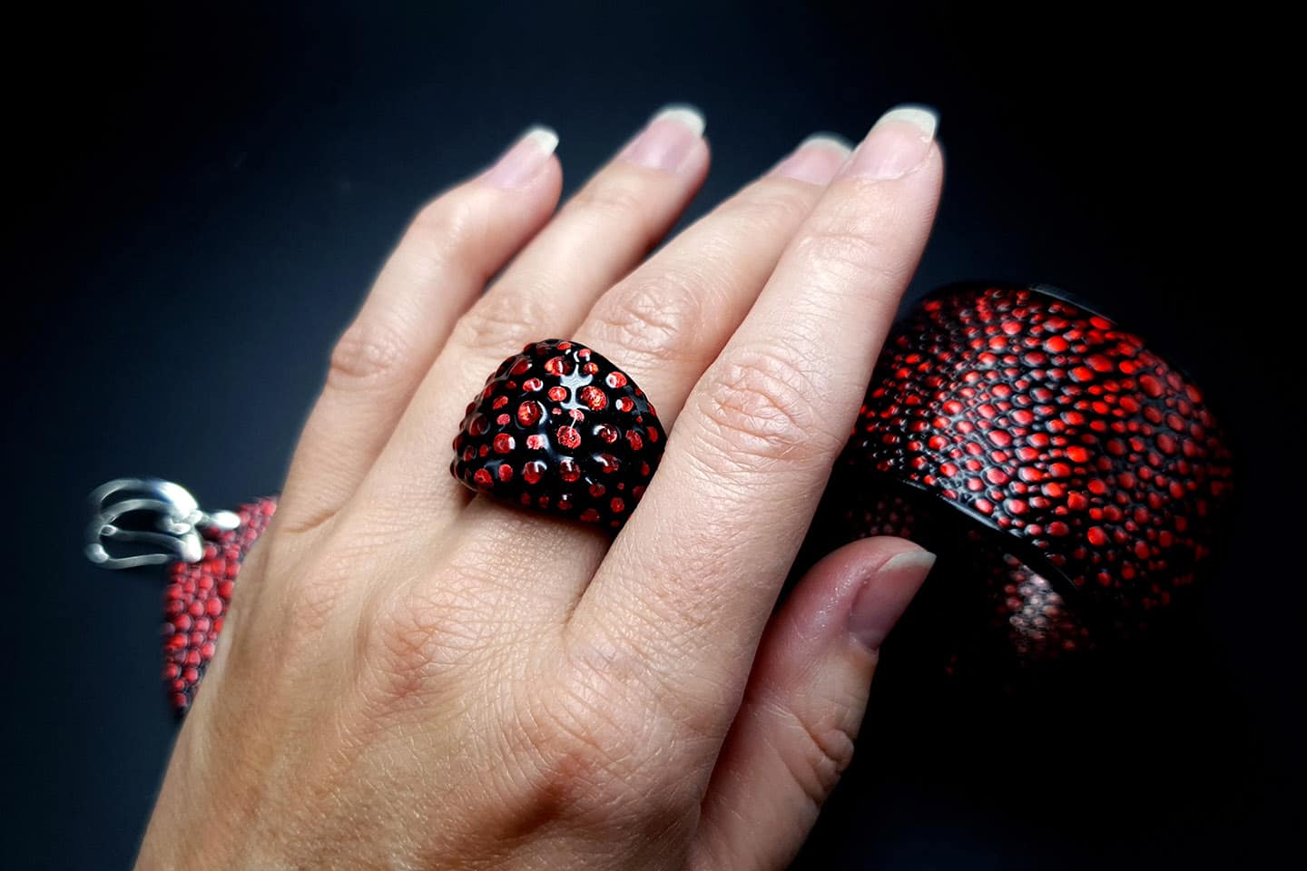Jewelry Set Red Dragon Treasure Bracelet, Ring, and Earrings Jewelry Set SweetyBijou Jewelry   