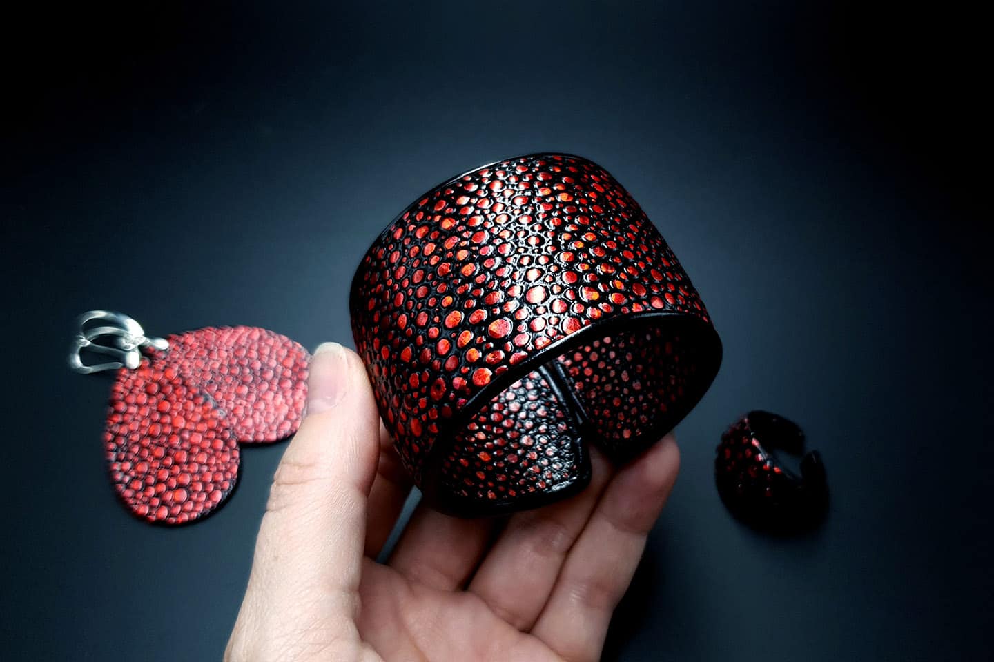 Jewelry Set Red Dragon Treasure Bracelet, Ring, and Earrings Jewelry Set SweetyBijou Jewelry   