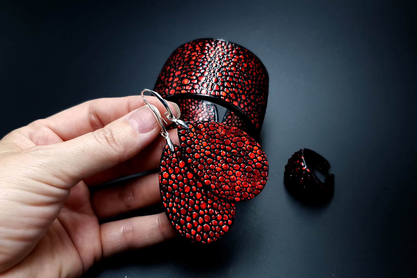 Jewelry Set Red Dragon Treasure Bracelet, Ring, and Earrings Jewelry Set SweetyBijou Jewelry   