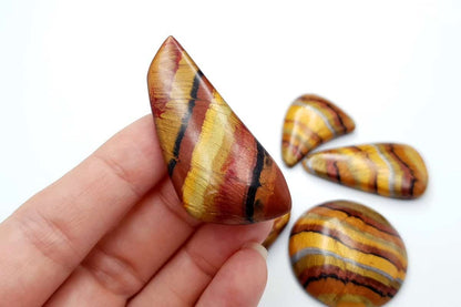 6 pcs Faux Tiger Eye Stones from Polymer Clay Cabochons SweetyBijou Cabochons   
