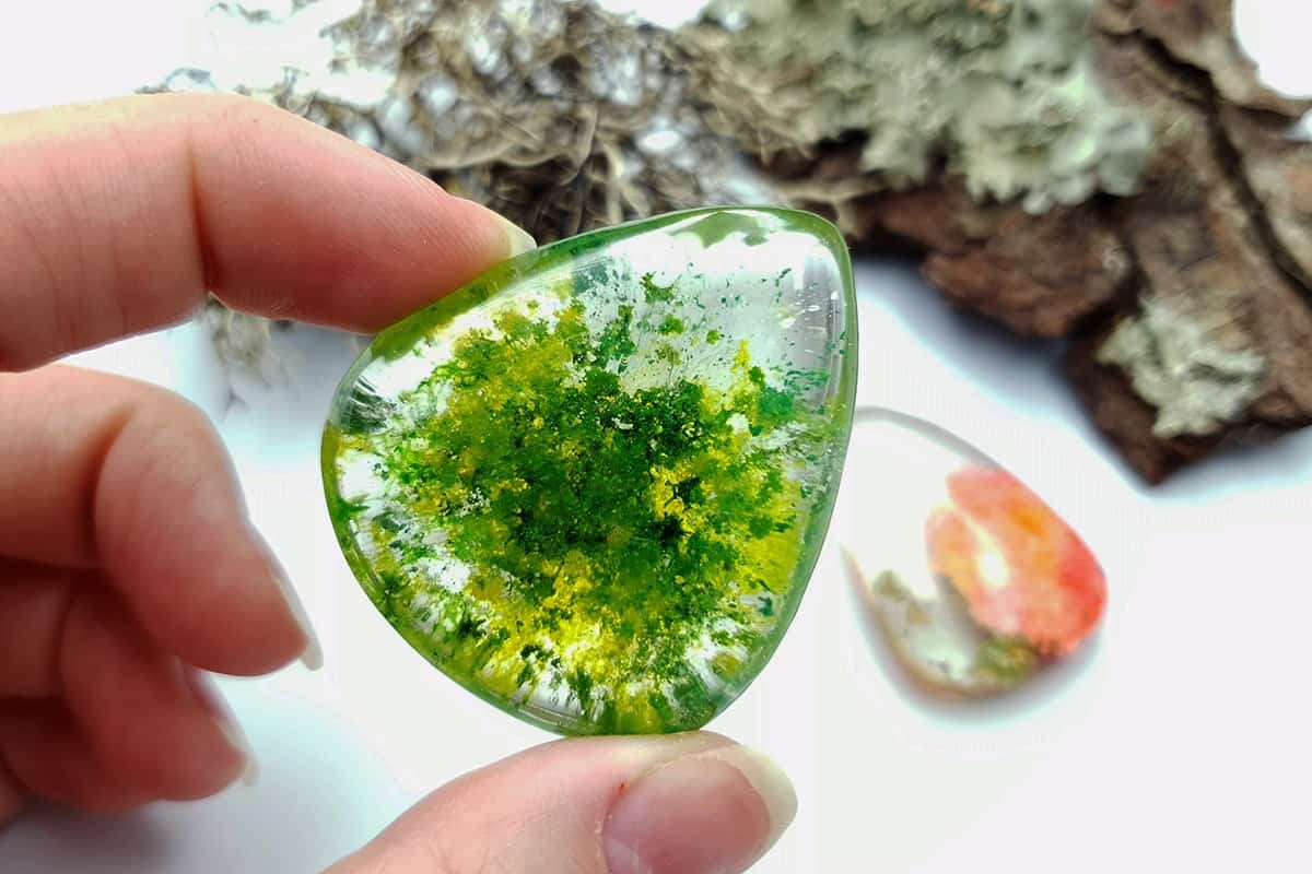 Faux Moss Agate + Faux Lodolite Quartz Stones Cabochons SweetyBijou Cabochons   