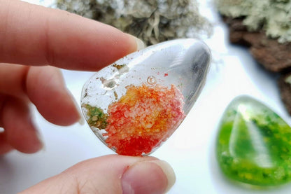 Faux Moss Agate + Faux Lodolite Quartz Stones Cabochons SweetyBijou Cabochons   