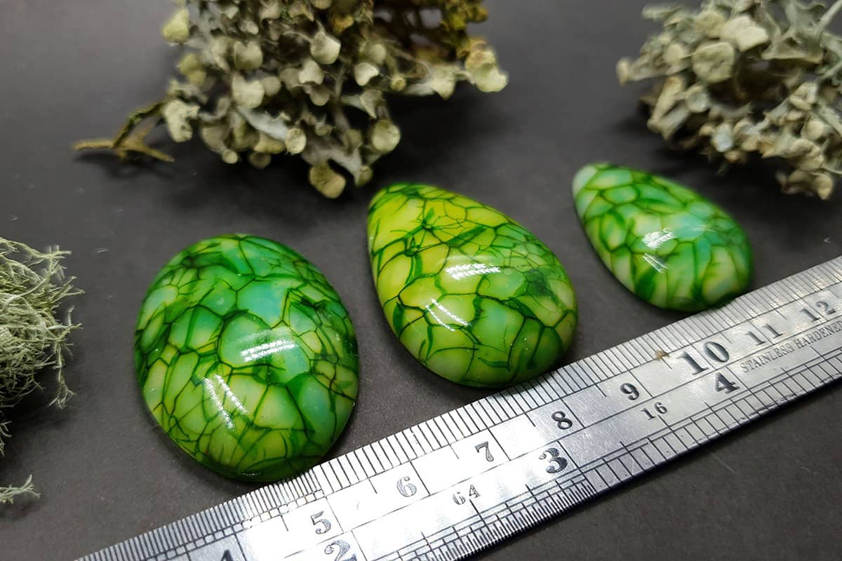 3 cabochons Faux Dragon's Vein Agate Stone #1 (5806)
