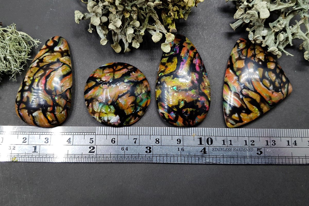 4 cabochons Faux Boulder Opal Stone #1 (5760)