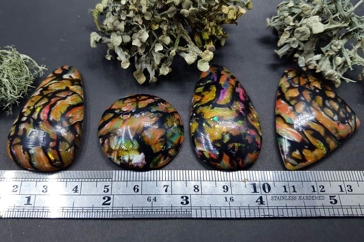 4 cabochons Faux Boulder Opal Stone #1 (5761)