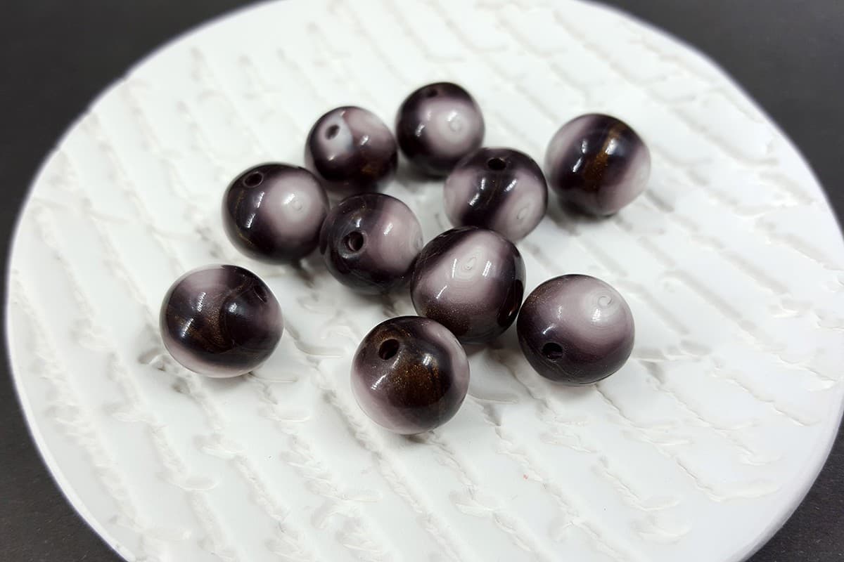 10 pcs Sanded & Buffed Round Beads (Polymer Clay) #7604