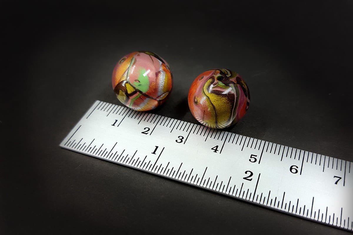 2 pcs Beads in Mokume Gane Technique (Polymer Clay) (7587)