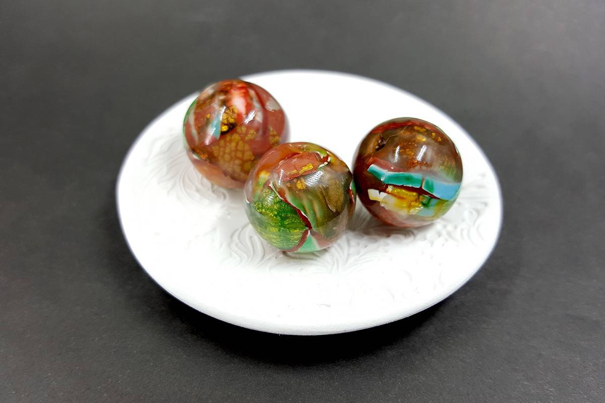 3 pcs Handmade Beads from Polymer Clay (7642)