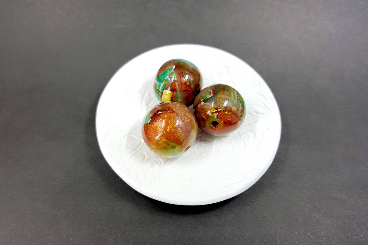 3 pcs Handmade Beads from Polymer Clay #7643