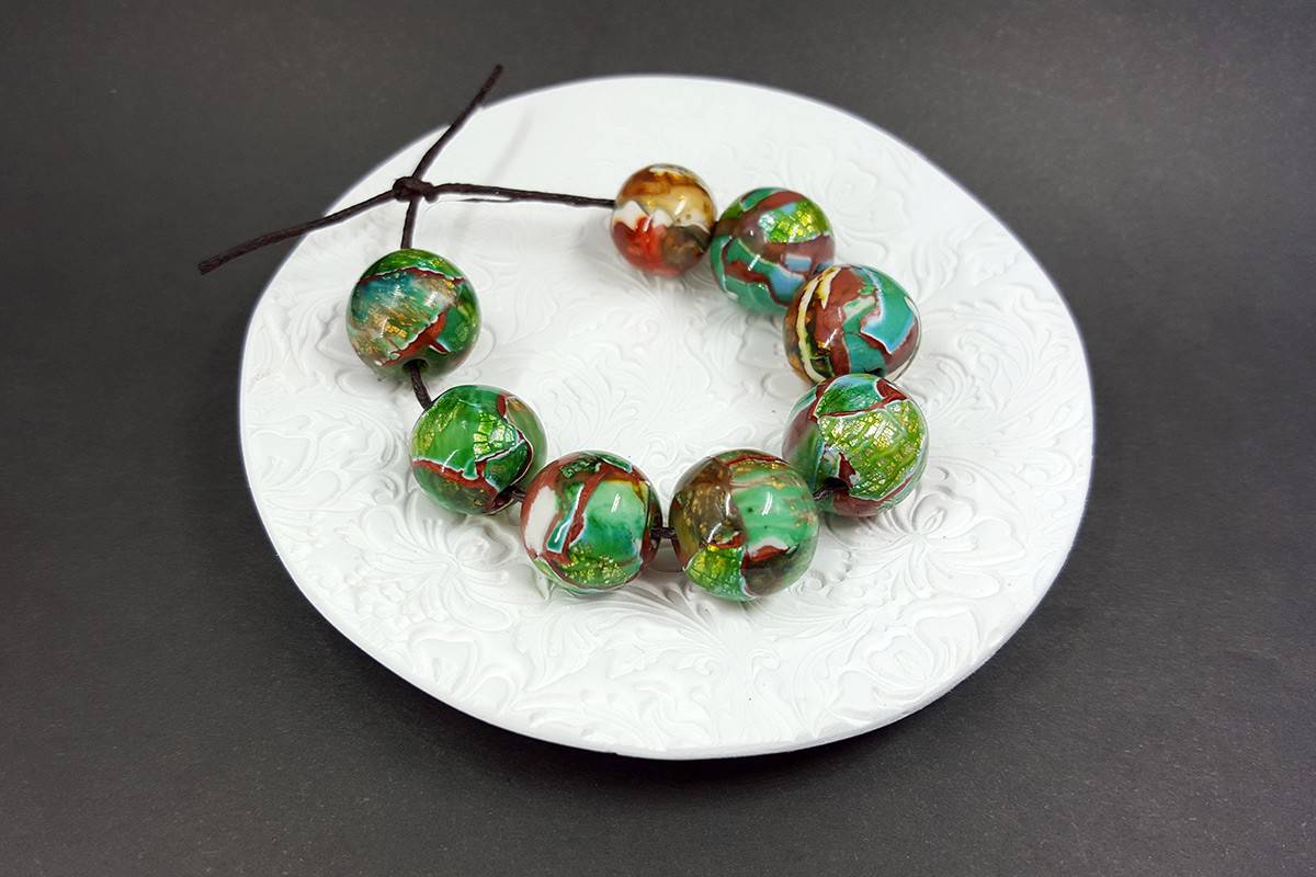 8 pcs Jade Sanded & Polished Beads (Polymer Clay) (7631)